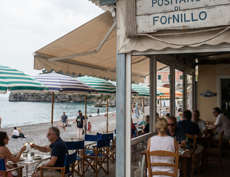Positano beach club a Fornillo: Pupetto, mare e cucina